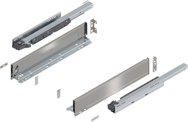 Blum Legrabox Pure Set Schubladenauszug Tip-On Vollauszug Inox Silber, Höhe M, Tiefe: 500 mm, 1 Paar - Bild 1