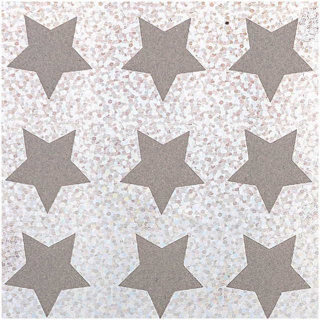 Rico Design Bügelmotiv Sterne in Irisierend und Silber, 9 Stück, B: 1,9 cm x H: 1,9 cm - Bild 1