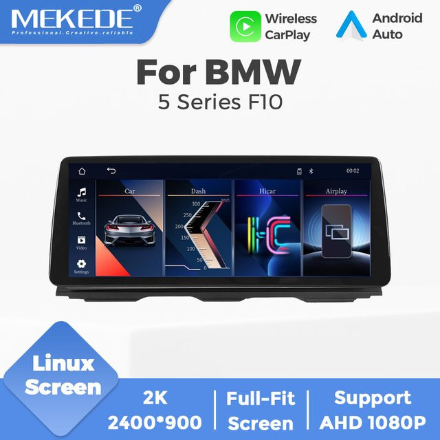 MEKEDE Android Multimedia-Navigationssystem mit GPS, Bluetooth und Wifi für BMW 5er F10 F11 (2011 - 2017) CIC NBT, 12,3 Zoll HD-Bildschirm, Wireless Carplay und Android Auto, Schwarz - Bild 1