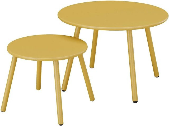 Vente-unique Gartenbeistelltisch Mirmande aus Metall in Senfgelb, Durchmesser: 60 cm - Bild 1