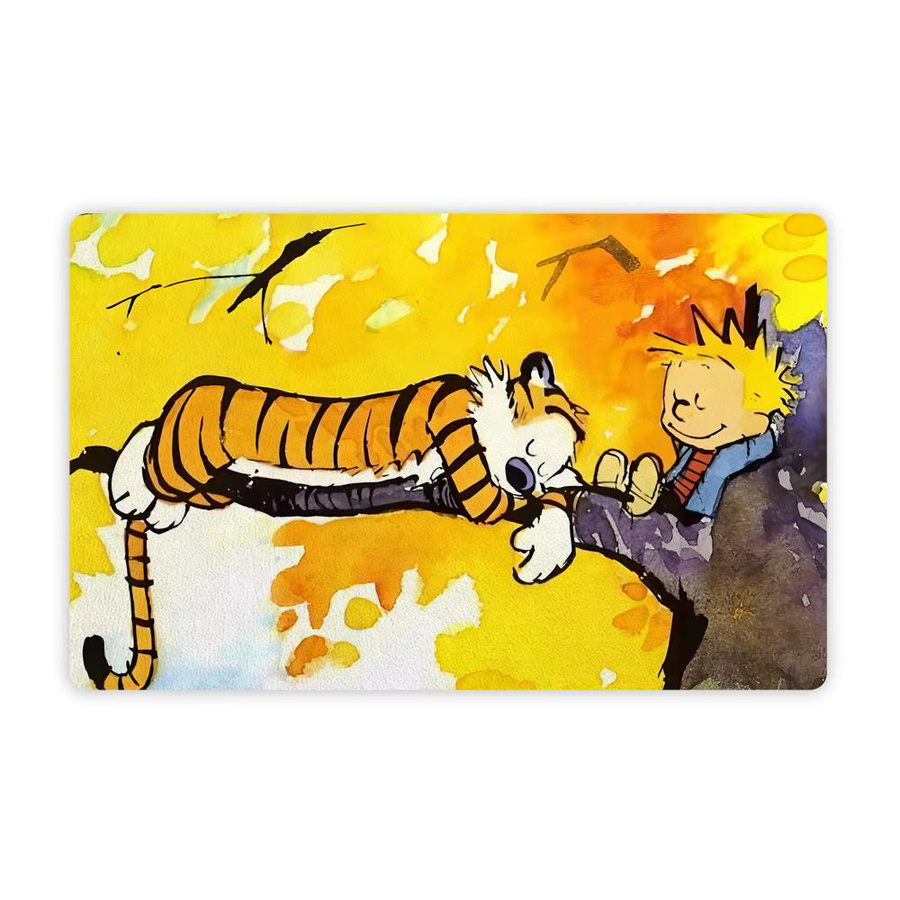 Anime Calvin und Hobbes Bodenmatte aus weichem Flanell in Schwarz, rutschfester Plüschteppich für Wohnzimmer und Innenbereich - Bild 5