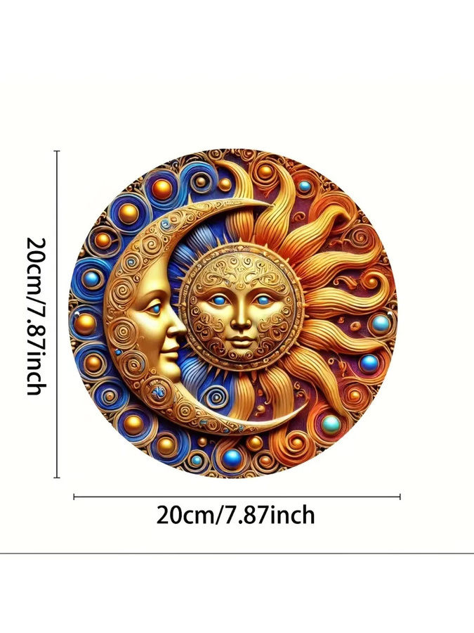 HELLOYOUNG Sonnen- und Mond-Metallschild, rundes Metall-Blechschild in rustikalem Design, Durchmesser: 20 cm - Bild 6