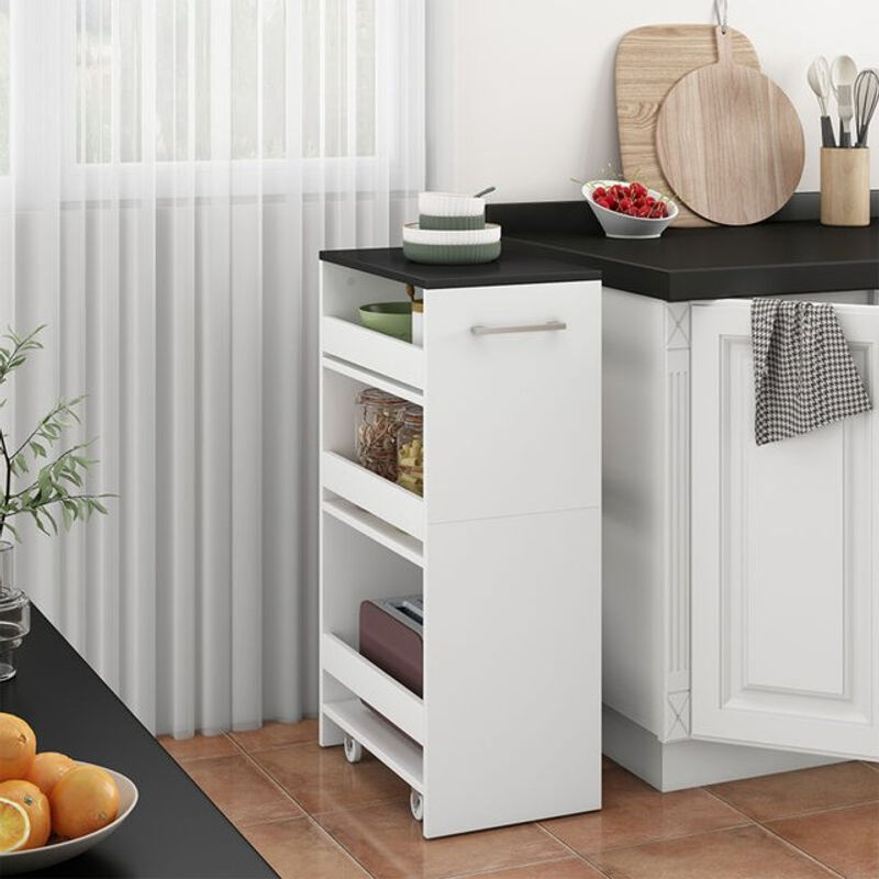 Vicco Rollregal Rivo Küchen-Minibar Weiß Anthrazit Breite: 30 cm, Höhe: 84,4 cm - Bild 2