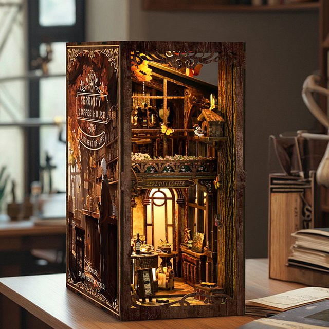 DIY Buch Nook Kit zuuton Miniatur Holz Puppenhaus 3D Puzzle Montage Modell Gebäude mit Licht als Bücherregal Einsatz Dekoration - Bild 1