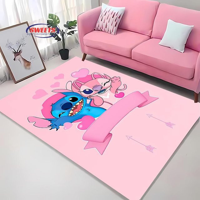 Karpetti Disney Lilo & Stitch Themen-Teppich in Pink, rutschfest und maschinenwaschbar, Breite: 90 cm, Tiefe: 130 cm - Bild 1