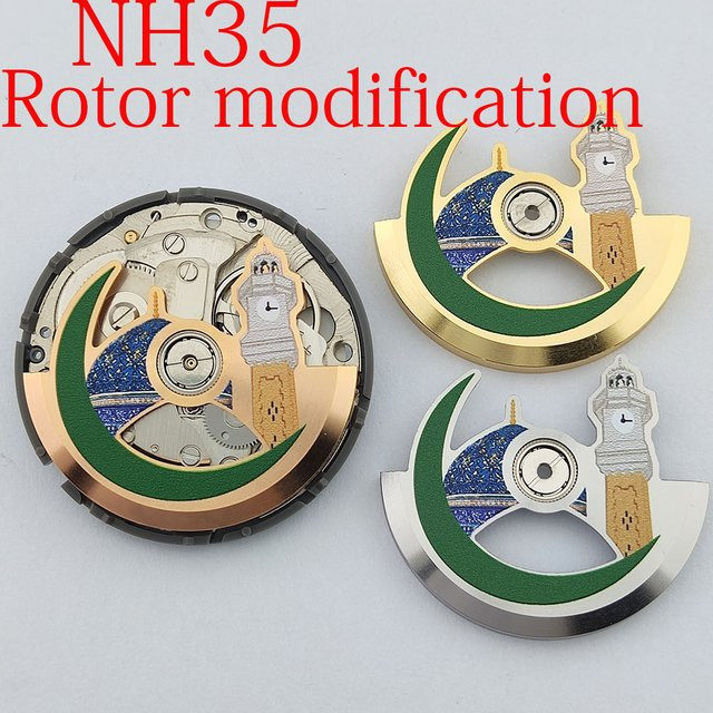 OUMASHI Hammer Rotor, 3D Leuchtturm, für NH35 NH36 NH38 Bewegung, Rot - Bild 1
