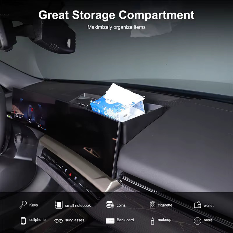 Suetlcoity Dashboard Organizer für BMW 5er G60 (2024-2025) zur Aufbewahrung von Handy und Schlüsseln, Schwarz - Bild 3