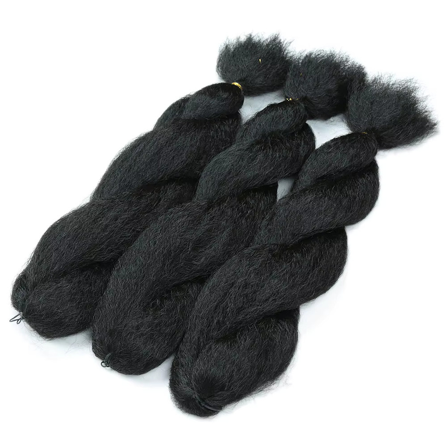 Alibaby Häkel-Füchsin-Bündel, 66 cm, synthetisches Häkelhaar, Schwarz - Bild 5