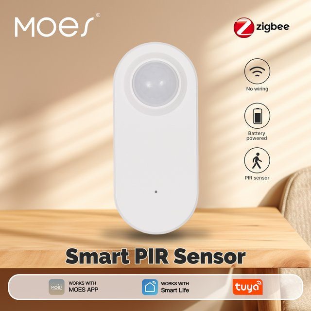 MOES Tuya Zigbee Bewegungssensor, Smart PIR Infrarotdetektor in Weiß mit App-Steuerung und Szenenverknüpfung für Smart Life - Bild 1