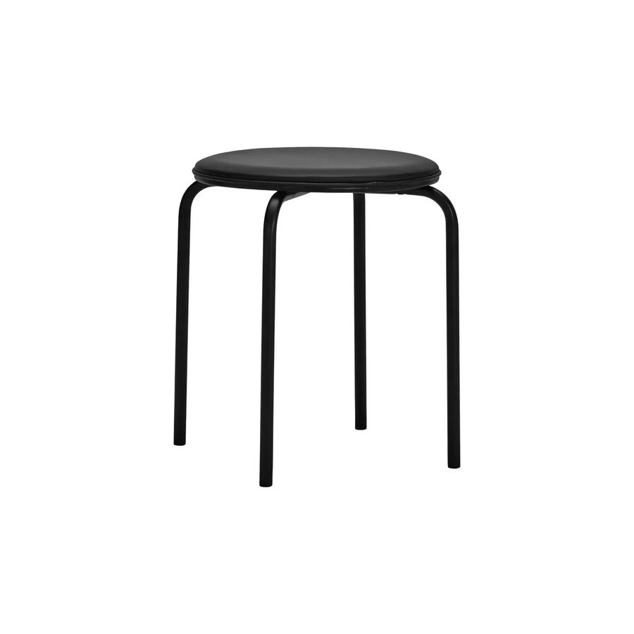 House Doctor Hocker Pova schwarz mit Stoffbezug und Stahlgestell Höhe: 45 cm, Durchmesser: 37 cm - Bild 1