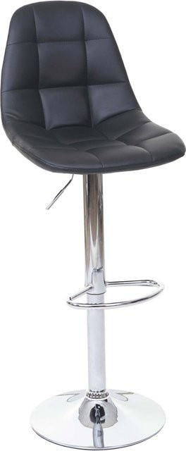 Barhocker MCW-A67 in Schwarz aus Kunstleder mit Chromfuß und 360-Grad-Drehfunktion - Bild 1