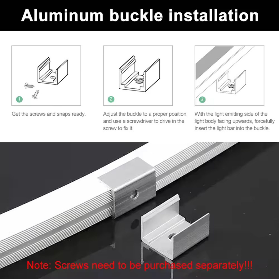 YSRSAI LED Neon Rohr Halter Clips aus Aluminium und Silikon in Silber für WS2811 WS2812B Streifen Licht - Bild 2