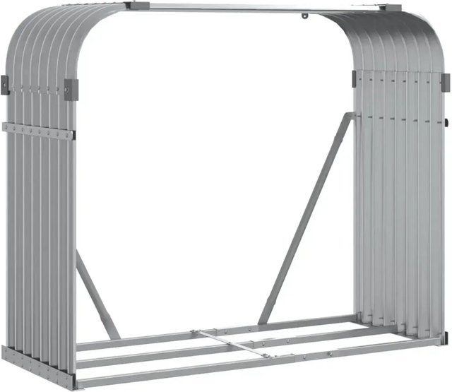 vidaXL Kaminholzunterstand aus verzinktem Stahl in Hellgrau, B/T/H: 120 x 45 x 100 cm - Bild 1