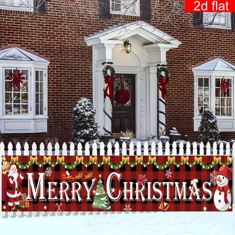 VIKAMA Großes Frohe Weihnachten Banner für Zaun und Heimdekoration zur Weihnachtszeit und für den Winterurlaub - Bild 5