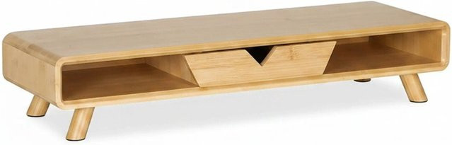 Relaxdays Monitorständer aus Bambus in Natur mit Schublade, B/T/H: 62 x 20,5 x 13 cm - Bild 1
