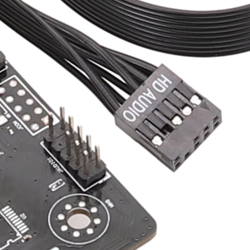OULLX 9-Pin HD-Sound Verlängerungskabel Schwarz Adapter für PC-Mainboard Flachkabel - Bild 2