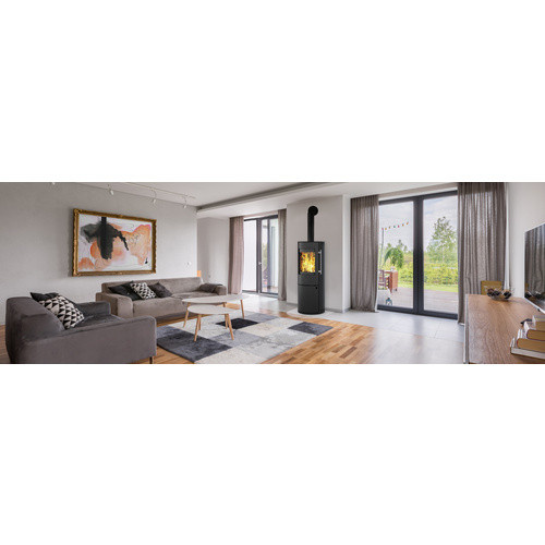 Kleining Kaminofen Lugano aus Stahl in Schwarz mit 6 kW Leistung und Automatik - Bild 3