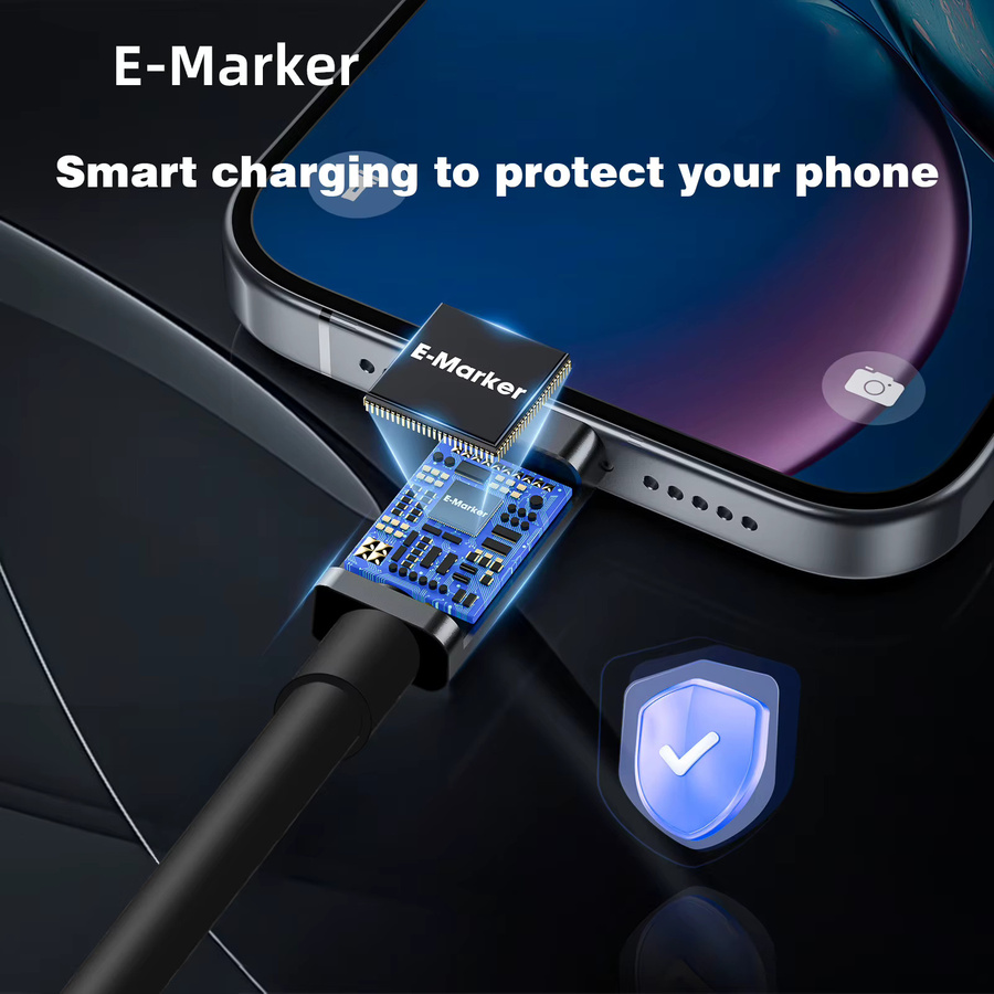 UGOURD Thunderbolt 4 Koaxialkabel USB4 Typ C zu Typ C, 40Gbps, 100W Schnellladekabel, Schwarz, Länge: 2 m - Bild 2