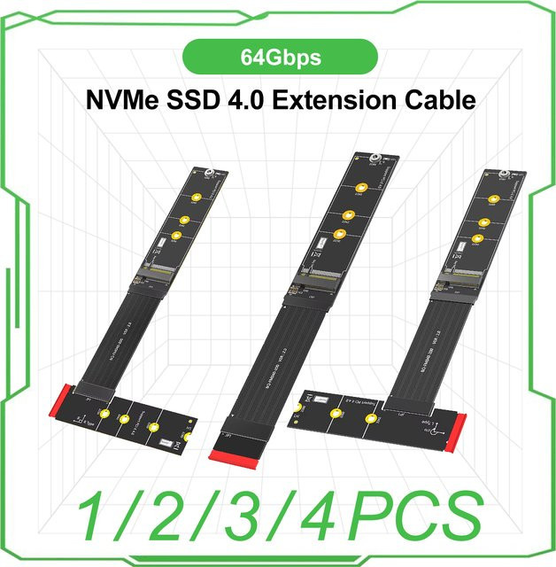 T.F.SKYWINDINTL M.2 NVMe PCIe 4.0 Erweiterungskarte Schwarz, 64Gbps NGFF M.2 M-Key SSD Adapterkabel für 2230 2242 2260 2280 M.2 SSDs - Bild 1