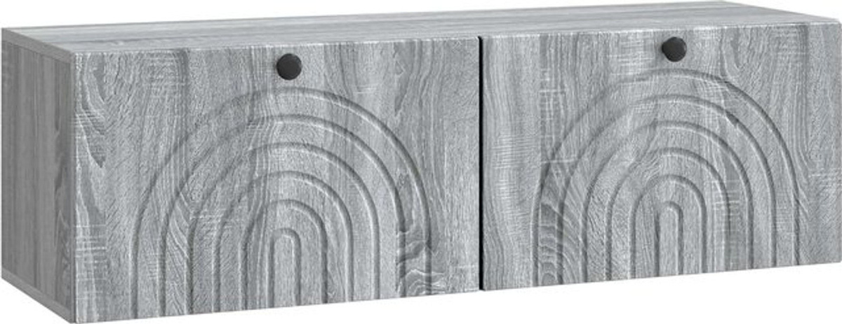 Wandmontierter TV-Schrank vidaXL in Grau, Modernes Design mit Drehtüren, B/T/H: 98 x 31 x 30 cm - Bild 1