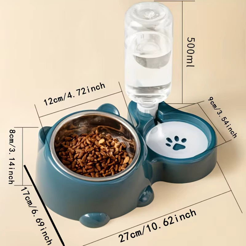 ZHUOJI Automatischer Futterautomat und Wasserspender in Schwarz mit integriertem Fütterungssystem und schrägem Auslauf für Katzen und Hunde - Bild 3