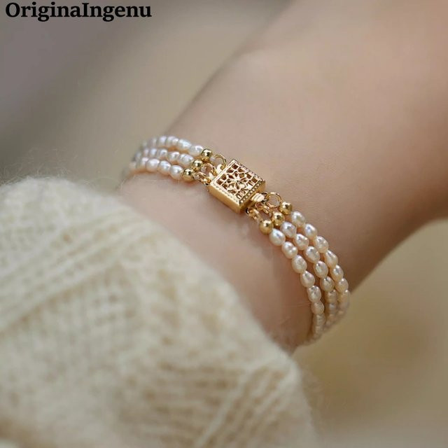 OriginaIngenu Armband, natürliche Perlen, 14 Karat Gold gefüllt, Damen - Bild 1