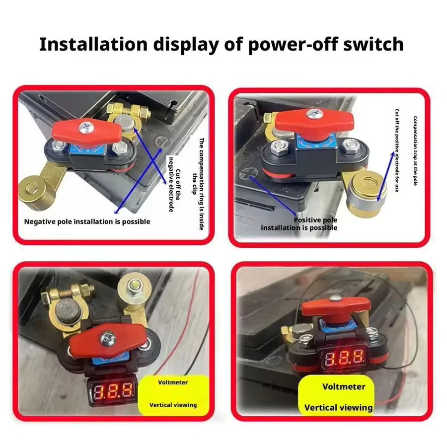 kebidumei 12V/24V Auto-Batterietrennschalter mit Spannungsmessung als Hochleistungs-Kfz-Stromisolator zum Leckstromschutz - Bild 3
