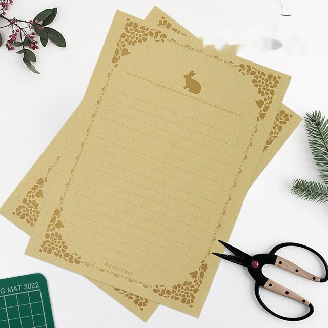 200 Blatt Briefpapier-Set im Vintage-Stil mit Blumenrand, gelb liniertes Retro-Briefpapier für Kalligraphie-Übungen - Bild 1