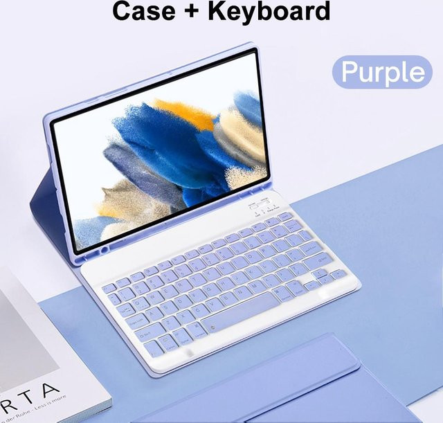 Samsung Galaxy Tab A8 10,5 Zoll Hülle mit Bluetooth-Tastatur in Lila (English Keyboard) - Bild 1