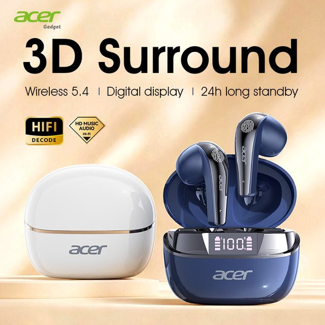 Acer Ohr554 Kabellose Bluetooth-Kopfhörer mit Semi-In-Ear-Design, 3D-Surround-Sound und intelligenter Geräuschunterdrückung - Bild 1