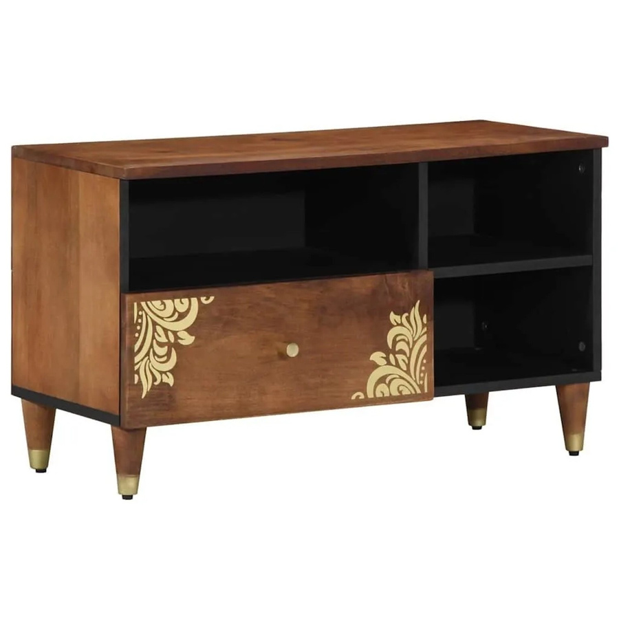 vidaXL TV-Schrank aus Mango Massivholz in Honigbraun, modernes Design für dein Wohnzimmer, B/T/H: 80 x 33 x 46 cm - Bild 2