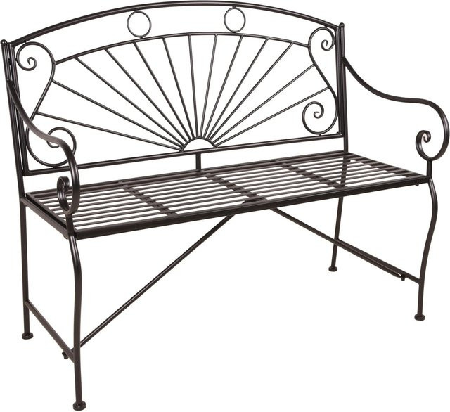 Garden Pleasure Bank Pago aus pulverbeschichtetem Stahl in Schwarz mit verschnörkelten Verzierungen B: 96 cm, T: 111 cm, H: 55 cm - Bild 1