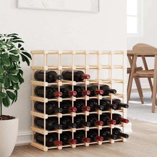 vidaXL Weinregal aus Massivholz Kiefer in Braun für 42 Flaschen, B/T/H: 68,5 x 23 x 68,5 cm - Bild 2