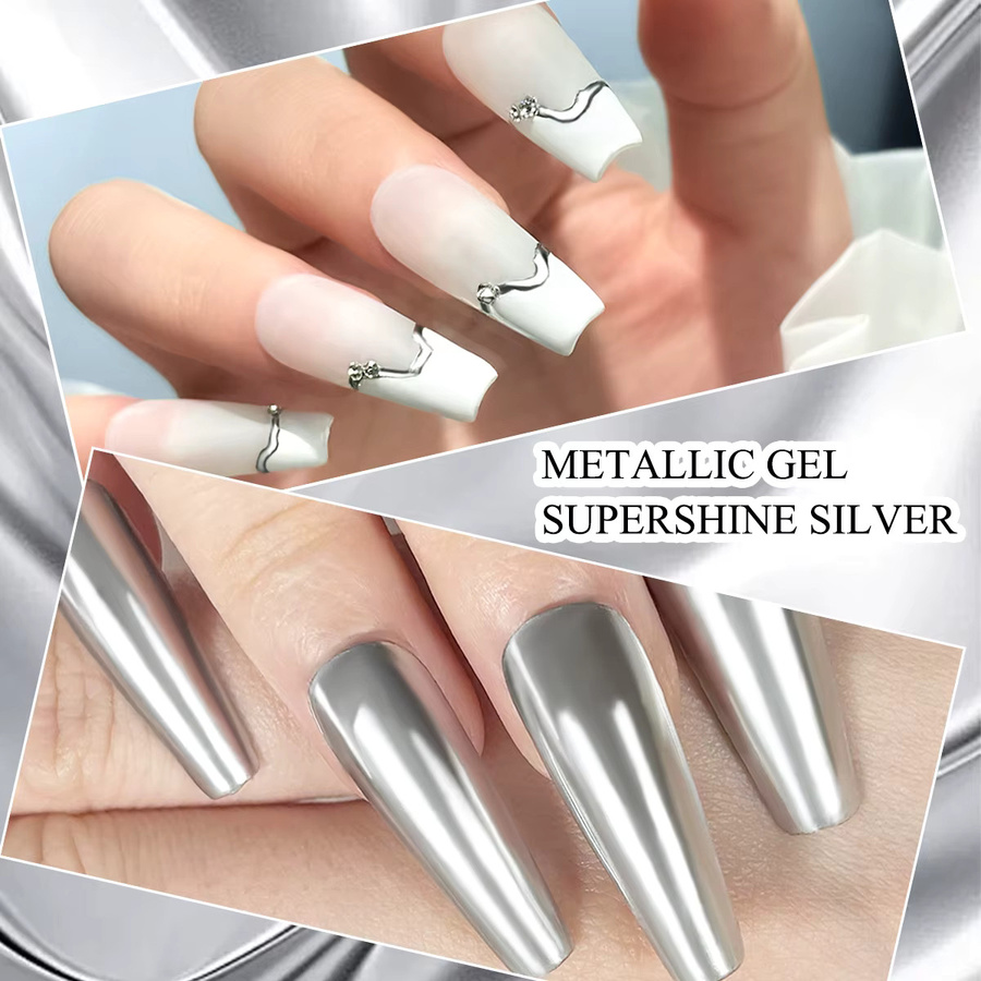 MIQH Gel-Nagellack Silvery Metallic, 5 ml - Bild 2