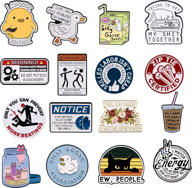 Geekcoco Emaille-Pins, Silly Goose Quotations, Bunt - Bild 1