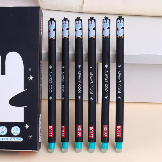 20 Stück Radierbare Gel-Stifte für Kinder mit Cartoon-Tier-Design, Blau, 0,7 mm Stiftstärke - Bild 2