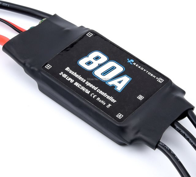 Readytosky 80A Brushless ESC Geschwindigkeitsregler mit 5V 5A UBEC für RC-Flugzeuge, Helikopter und Drohnen, Schwarz - Bild 1