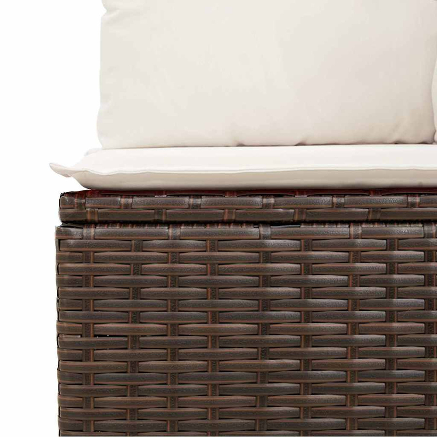 vidaXL 11-tlg. Garten-Sofagarnitur in U-Form aus Polyrattan mit Kissen, Braun - Bild 4