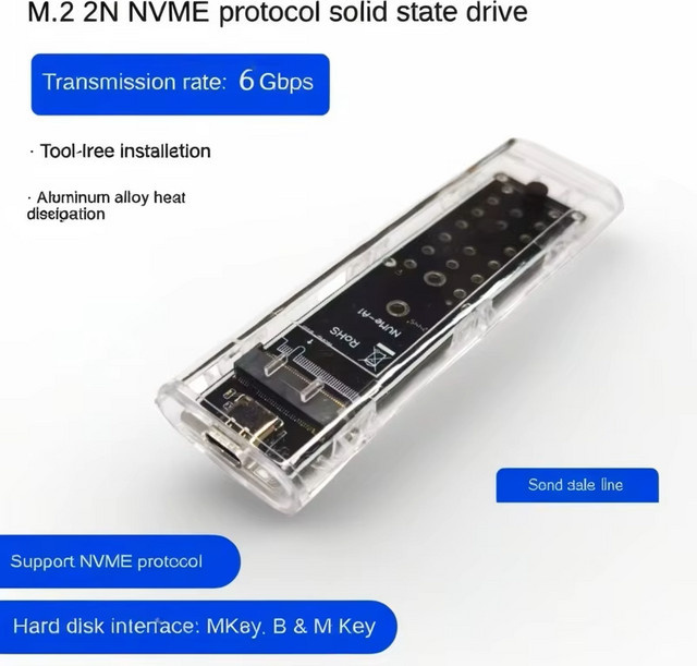 Transparentes M.2 NVMe PCIe SSD-Gehäuse mit USB-C Anschluss für externe Festplatten - Bild 1