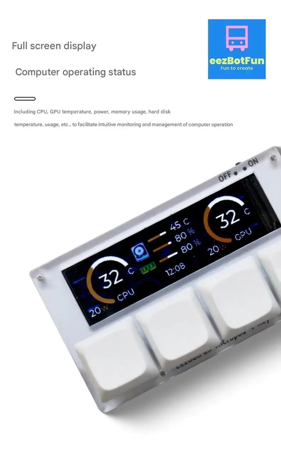 DUTRIEUX Micropad 4 Tasten - Kabelloses programmierbares Makro-Keypad mit Farbdisplay und Hotkeys in Weiß für Windows und PC - Bild 2