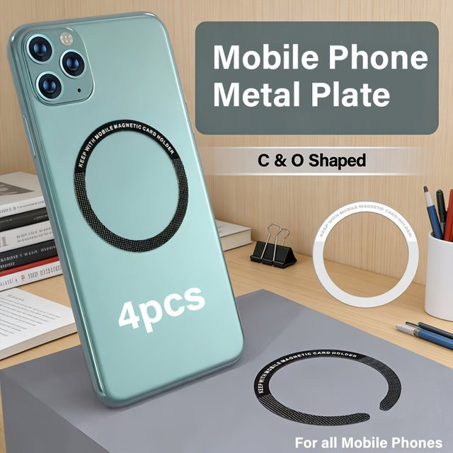 Metallplatten für MagSafe Wireless Charging Aufkleberplatte für iPhone 17 16 15 14, Magnetische Eisenbleche für magnetische Halter, Silber/Weiß - Bild 1