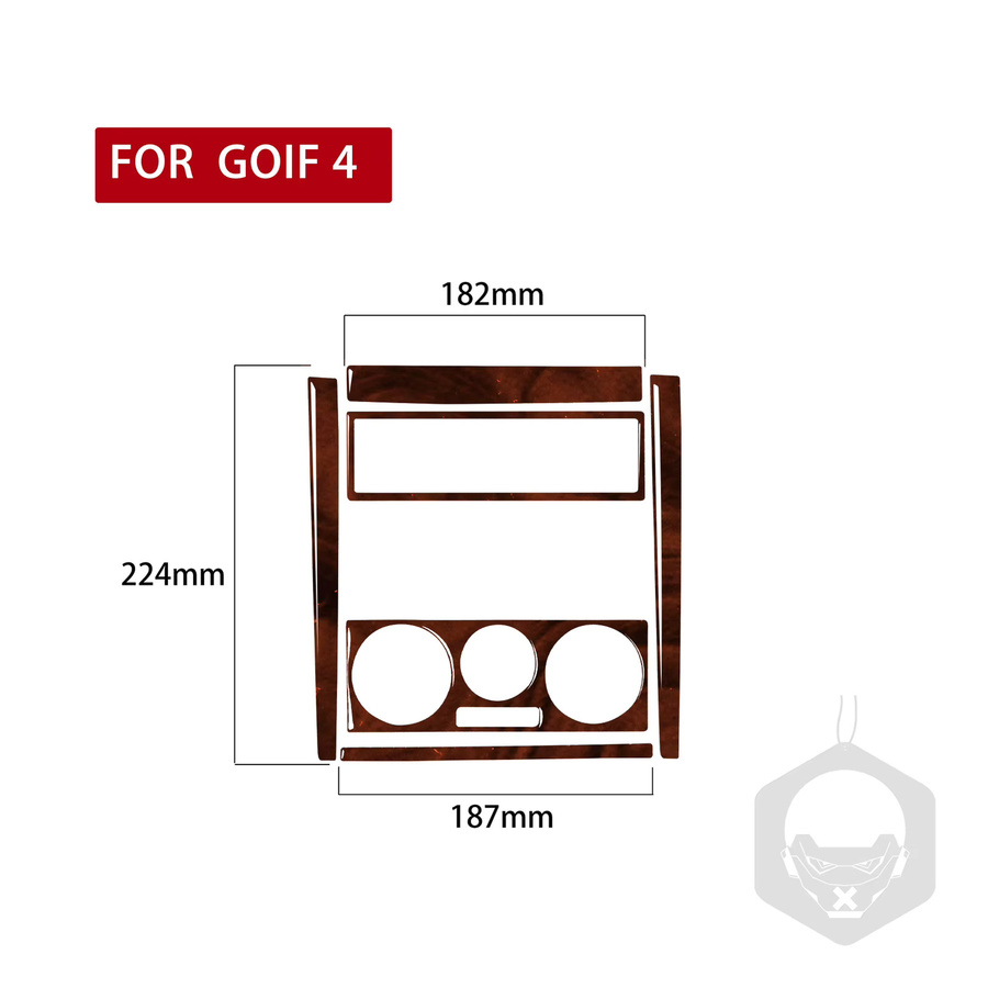 DDJCARBON 6er Set Holzmaserung Zubehör für VW Golf 4 MK4 2012-2015, Kunststoff Innenraum Trim Aufkleber für Mittelkonsole, AC und CD Panel in Braun - Bild 4