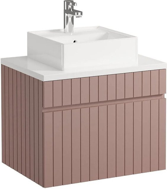 Vente-unique Einzelwaschtisch Satara in Puderrosa mit Streifen-Optik, Breite: 60 cm - Bild 1