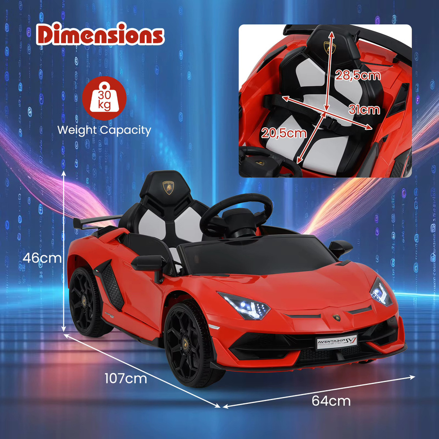 GOFLAME Lamborghini Elektroauto für Kinder in Rot mit Fernbedienung, LED-Scheinwerfern und MP3-Player - Bild 3