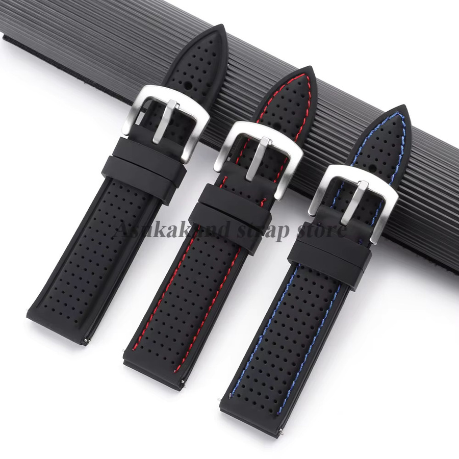 Uhrenarmband asukaband, Silikon, Schwarz, 20mm 22mm 24mm - Bild 2