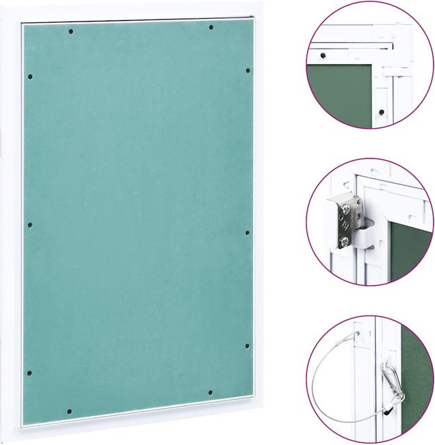 Vidaxl Revisionsklappe mit Aluminiumrahmen und Gipskartonplatte in Weiß, B/H: 60 x 30 cm - Bild 1