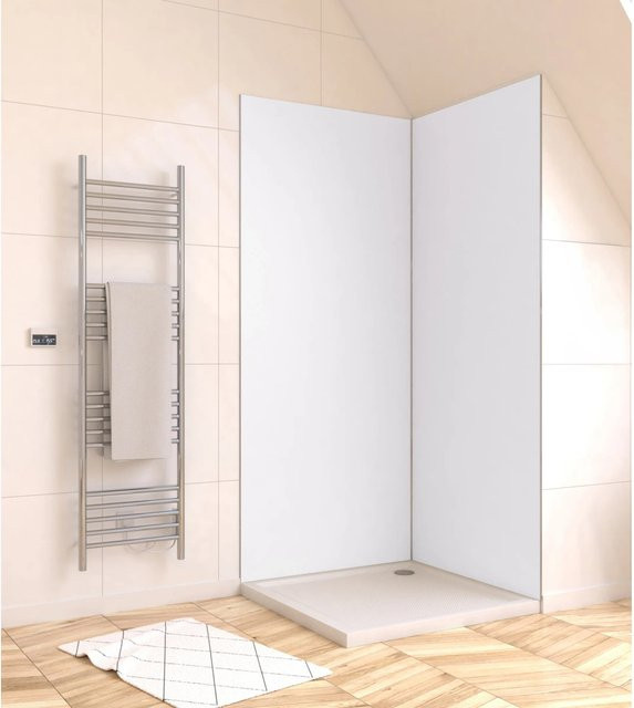 Aurlane Design-Duschwand Corner in Satin Weiß, B: 90 cm, H: 210 cm, Tiefe: 0,3 cm - Bild 1