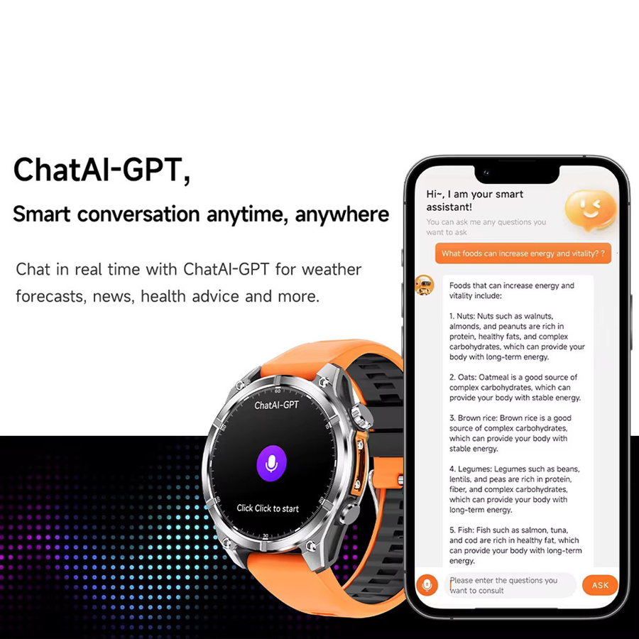 VALDUS VD40 Pro Smartwatch für Männer in Schwarz mit AMOLED Display, Kompass, SOS-Funktion, Anruf-Funktion, ChatAI-GPT und Herzfrequenzmessung - Bild 2