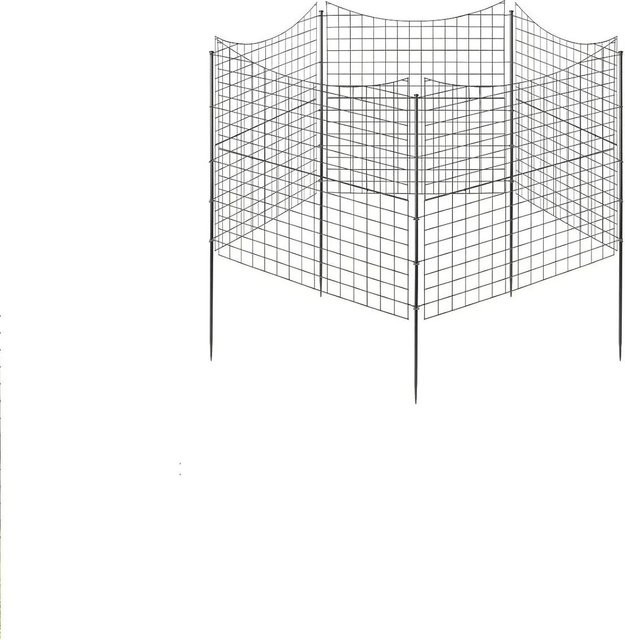 Costway Dekorativer Gartenzaun aus Metall, 5 Stück, Schwarz, Höhe: 98 cm - Bild 1