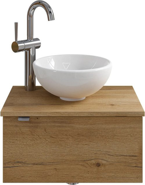Pelipal Einzelwaschtisch Serie 6915 in Eiche mit Keramik und Softclose, Breite: 51 cm - Bild 1